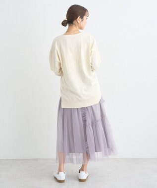 earth music&ecology レイヤード風ニットカーディガン Ivory