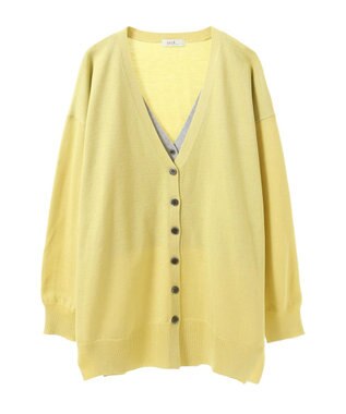 earth music&ecology レイヤード風ニットカーディガン Lime Green