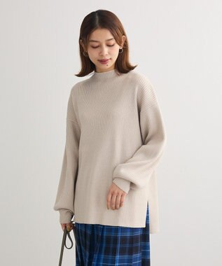 Green Parks 洗えるボトルネックリブニットプルオーバー Light Gray