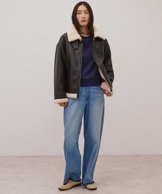 AMERICAN HOLIC ボアフェイクレザーブルゾン Black