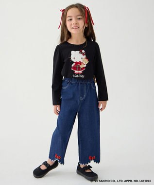 ANY KIDS 【ハローキティ×ANY KIDS】アップリケ 長袖Tシャツ ブラック