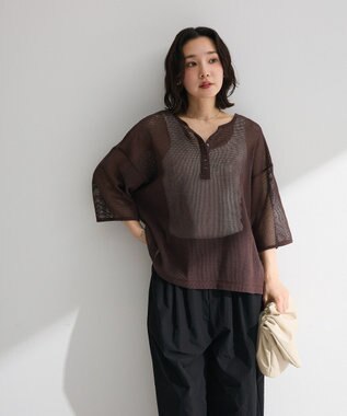 Green Parks 前後２ｗａｙコットンメッシュプルオーバー Brown