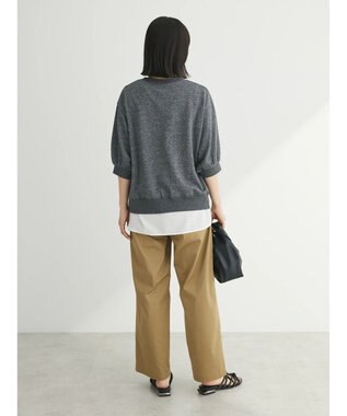 Green Parks ７分袖ラメ裏毛パフプルオーバー Gray