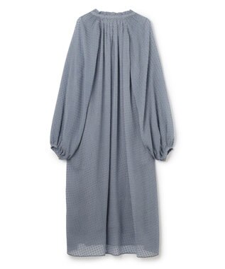 BEIGE， CALLERRY / シルク混ドットギャザーワンピース Dull Blue
