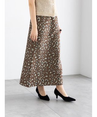 Te chichi レオパードジャガードナロースカート ブラウン