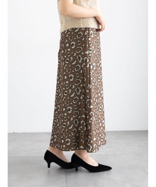 Te chichi レオパードジャガードナロースカート ブラウン