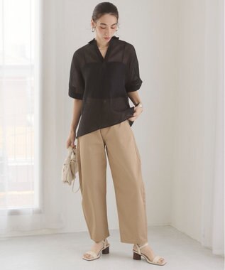 WEGO 【ANGIE VINTAGE】スキッパーシアーシャツ ブラック