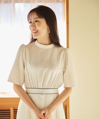 #Newans 〈花乃まりあさんコラボ〉ワイドプリーツワンピース ホワイト