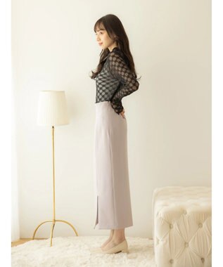 earth music&ecology ハイネックシアーフラワーインナー Black