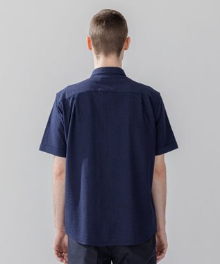 JOSEPH HOMME 【WEB・一部店舗限定】 ドライサッカーストレッチ　半袖レギュラーカラーシャツ ネイビー系