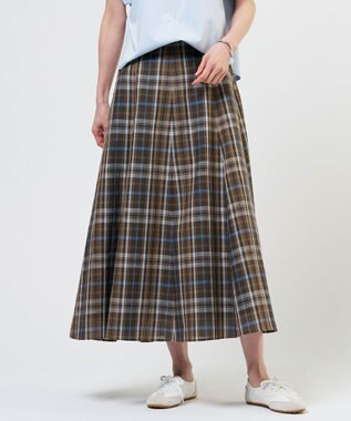 J.PRESS LADIES S コットンリネン Light マドラスチェック フレア スカート