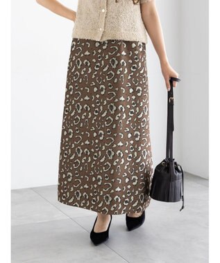 Te chichi レオパードジャガードナロースカート ブラウン