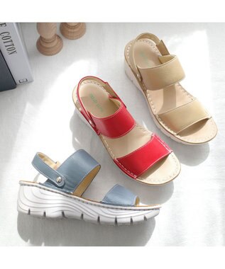 Pointer 本革 超軽量2WAY ツーバンドサンダル レッド