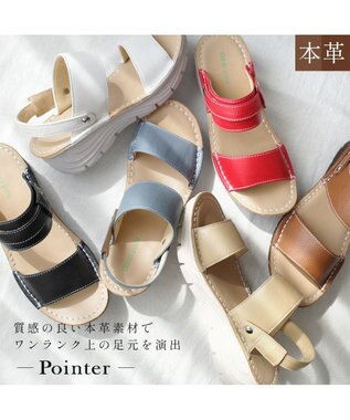 Pointer 本革 超軽量2WAY ツーバンドサンダル ライトブラウン