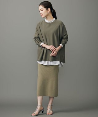 自由区 【洗える】リブストレッチタイト スカート [新色]シナモン