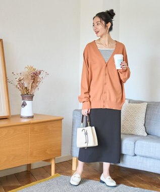 WEGO 【ユニセックス着用ITEM/MLサイズ展開】ドロップショルダーカーディガン オレンジ