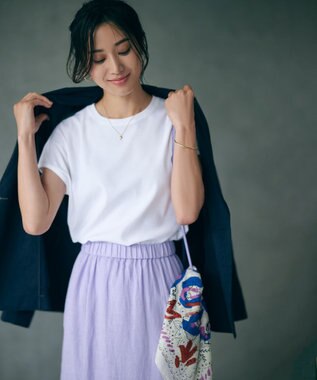 23区 S 【洗える】LIBECO フレア ロングスカート ライラック系