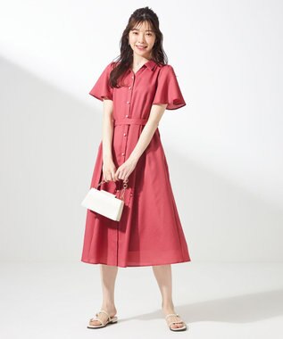 ANY SIS L 【接触冷感・UVカット・速乾】スムージーポリエステル シャツワンピース レッド