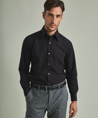 GOTAIRIKU 【形態安定】PREMIUMPLEATS_レギュラーカラー 通年ドレスシャツ ブラック系