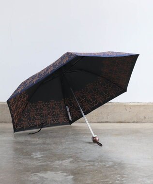 AND WOOL 〈UVカット率99%以上・一級遮光生地・晴雨兼用〉イラカ刺繍の日傘 （折りたたみ傘タイプ） ネイビー