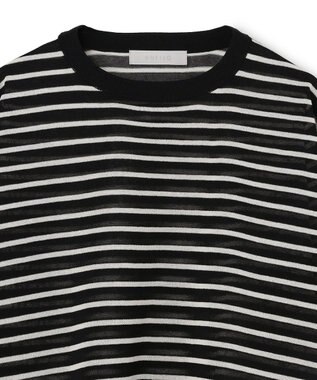 UNFILO シアーフォルムニット ボーダー ブラック×ベージュ