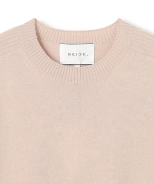 BEIGE， 【洗える】POMPE / ウールカシミヤ配色ラインクルーネックニット  Taupe×Bordeaux