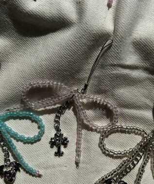 WEGO リボンビーズストラップキーホルダー 柄3