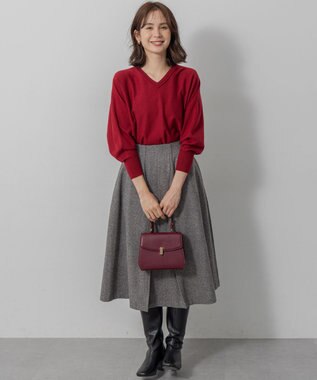 組曲 S 【前後着用可】ニューシックニットＶネック プルオーバー レッド系