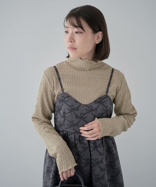 Green Parks ・Ｐｅｔｉｔ　Ｆｌｅｕｒ　ジャカードハイネックロンＴＥ Gray Beige