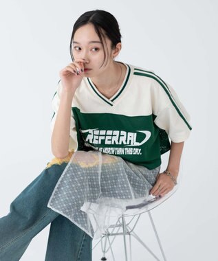 WEGO 2ライン切り替えメッシュショートT グリーン