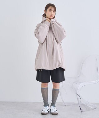 earth music&ecology ドロストミドル丈パーカー ピンクベージュ