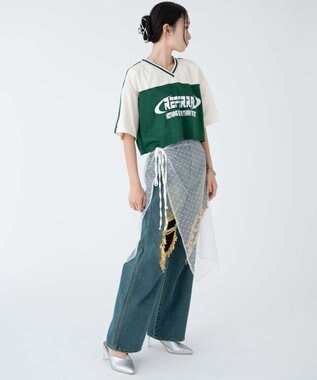 WEGO 2ライン切り替えメッシュショートT グリーン