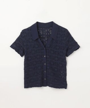 GRACE CONTINENTAL レースカットスキッパートップ ネイビー