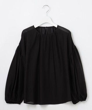 自由区 S 【洗える】キュプラコットンツイルプルオーバー ブラウス ブラック