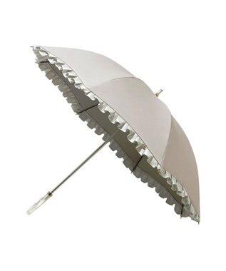 MOONBAT 【一級遮光/晴雨兼用】LANVIN en Bleu (ランバン オン ブルー) 長傘 日傘 シャイニーフリル 遮光 遮熱 UV キャメル