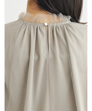 Green Parks ・ＥＬＥＮＣＡＲＥ　ＤＵＥ　チュールハイネックブラウス Gray Beige