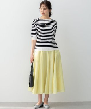 組曲 L 5分袖ニットＴシャツ ボーダー系1