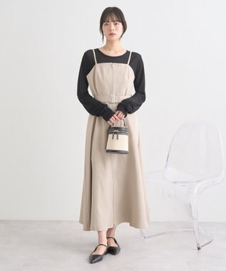 earth music&ecology ダブルジップキャミワンピース Beige