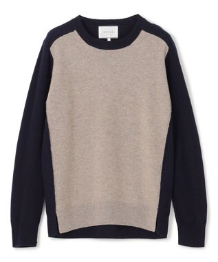 BEIGE， 【WEB限定・S-size】ROGAN / クルーネックニット Taupe×Navy