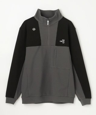 PW CIRCULUS 今が旬トップス！【ドライな肌触り / UV遮蔽率98.9% UVカット / ストレッチ】【MEN】ワッフルハーフジップトップス  ゴルフ グレー系