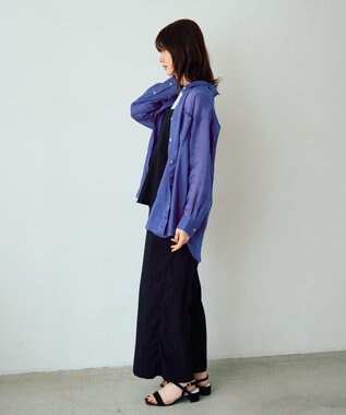 YECCA VECCA 3wayシアーリネンシャツ Blue