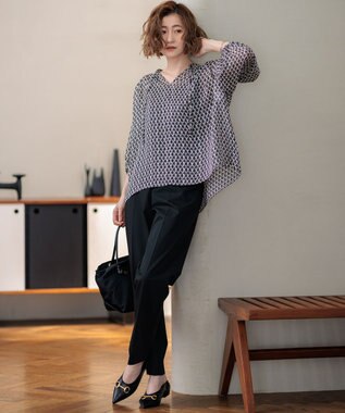 23区 L 【洗える】ドライ2WAYストレッチ テーパードパンツ ブラック系