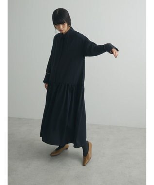 Green Parks armonia．配色シャツワンピース Black