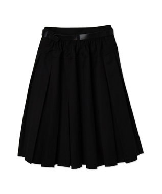 WEGO ベルト付プリーツミドルスカート ブラック