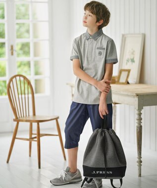 J.PRESS KIDS 【140-170cm】チェックカラー 半袖ポロシャツ グレー系