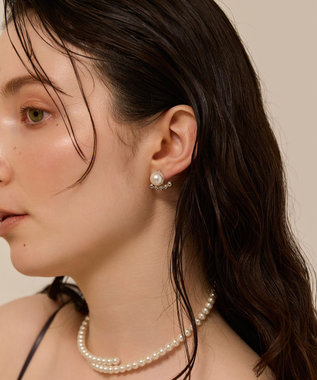Phoebe 〈金属アレルギー対応〉2wayドロップラインパールバックキャッチピアス　シルバー/ニッケルフリー