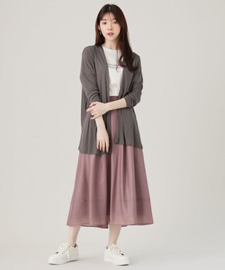 ANY SIS 【洗える】サラサラ着流し カーディガン チャコール