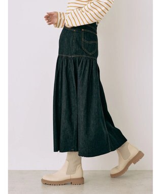 earth music&ecology Ｌｅｅ×ｅ．ｍ．ａ．ｅ．デニムフリルスカート Indigo