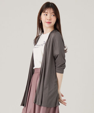 ANY SIS 【洗える】サラサラ着流し カーディガン チャコール