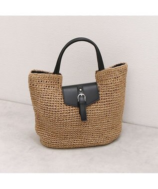 UNBILLION カシュカシュ cachecache / ベルトフラップクロッシェトート カゴバッグ ブラック